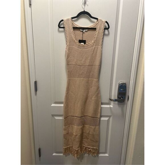 EN SAISON Ruby Crochet Novelty Fringe Midi Dress COLOR: Natural Size S NWT$118 - Picture 5 of 8